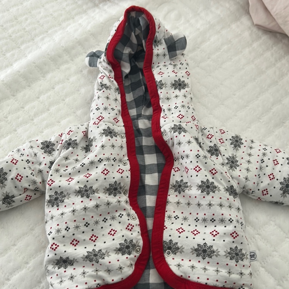 Honest brand quilted cotton snowflake print coat